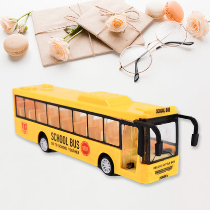 Inertia School Bus Toy for Kids, High Simulation Yellow Mini Bus Model Car, Friction Powered Plastic Vehicle Toy (1 Pc)