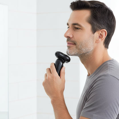 Rechargeable Electric Rotary Shaver Trimmer for Men – Cordless 3D Floating Head Beard Trimmer with USB Charging Cable and Cleaning Brush for Smooth Wet and Dry Shaving (1 Set)