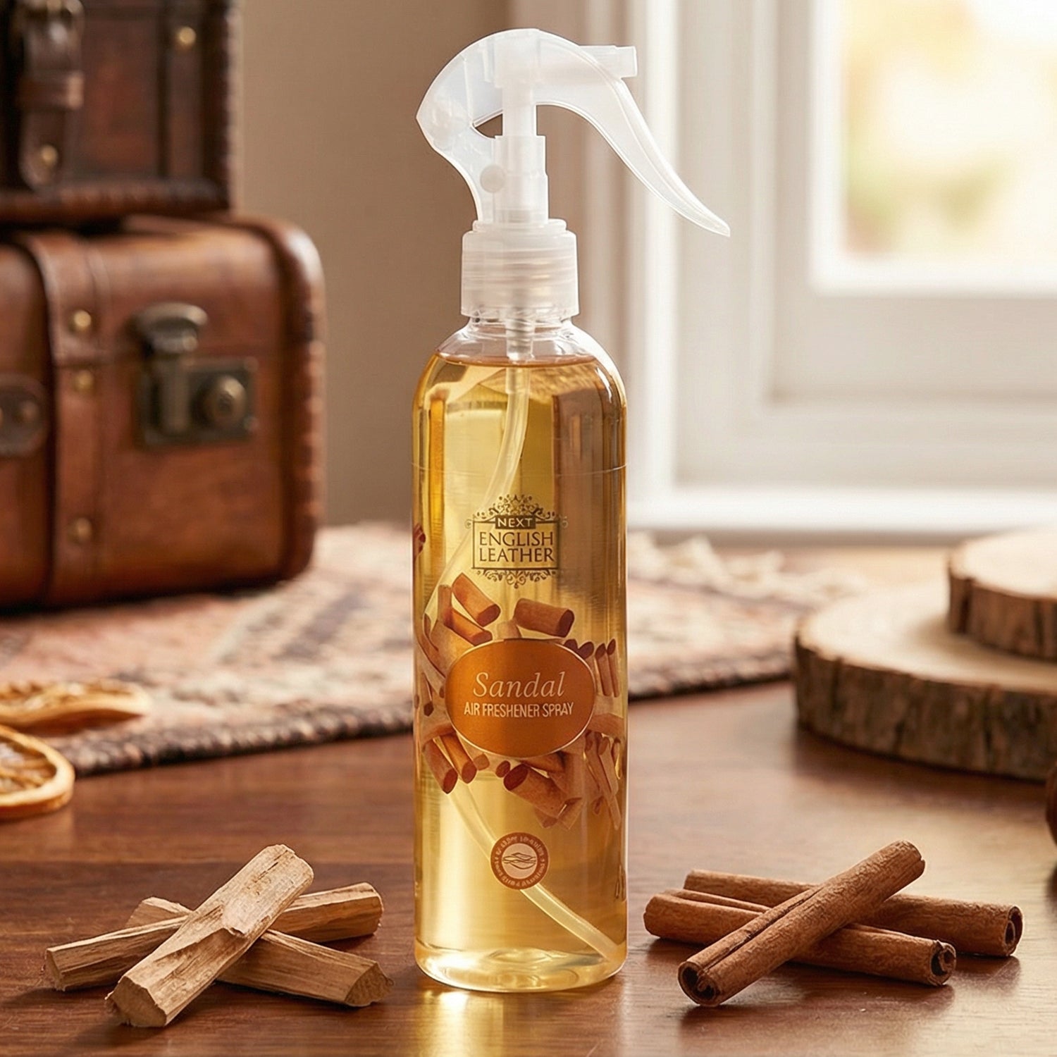 250 ML Sandal Air Freshener Spray with Trigger Nozzle – Long Lasting Room Freshener for Home, Bathroom, Bedroom, Living Room, Office and Curtains
