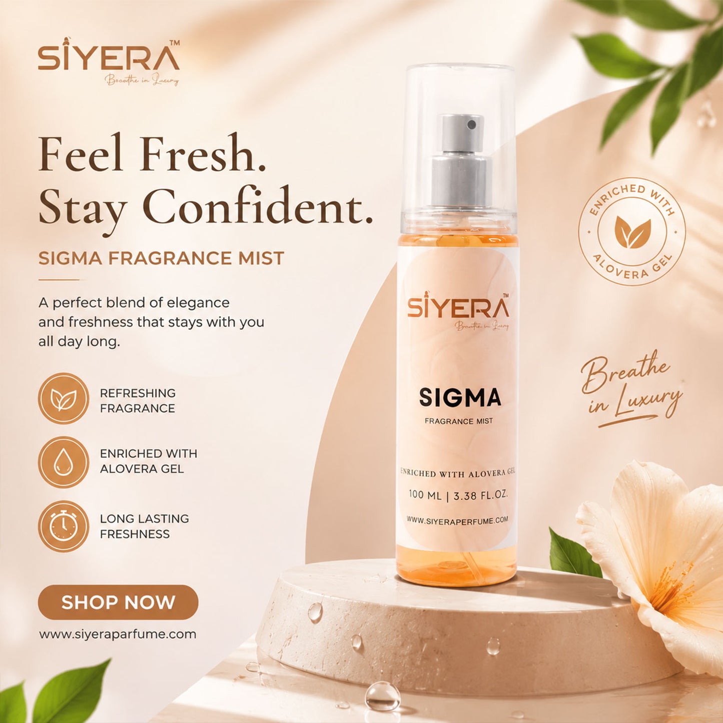 Siyera Sigma Fragrance Mist Body Spray with Aloe Vera for Men and Women Long Lasting Fresh Daily Wear Perfume 100 ml (1 Pc)