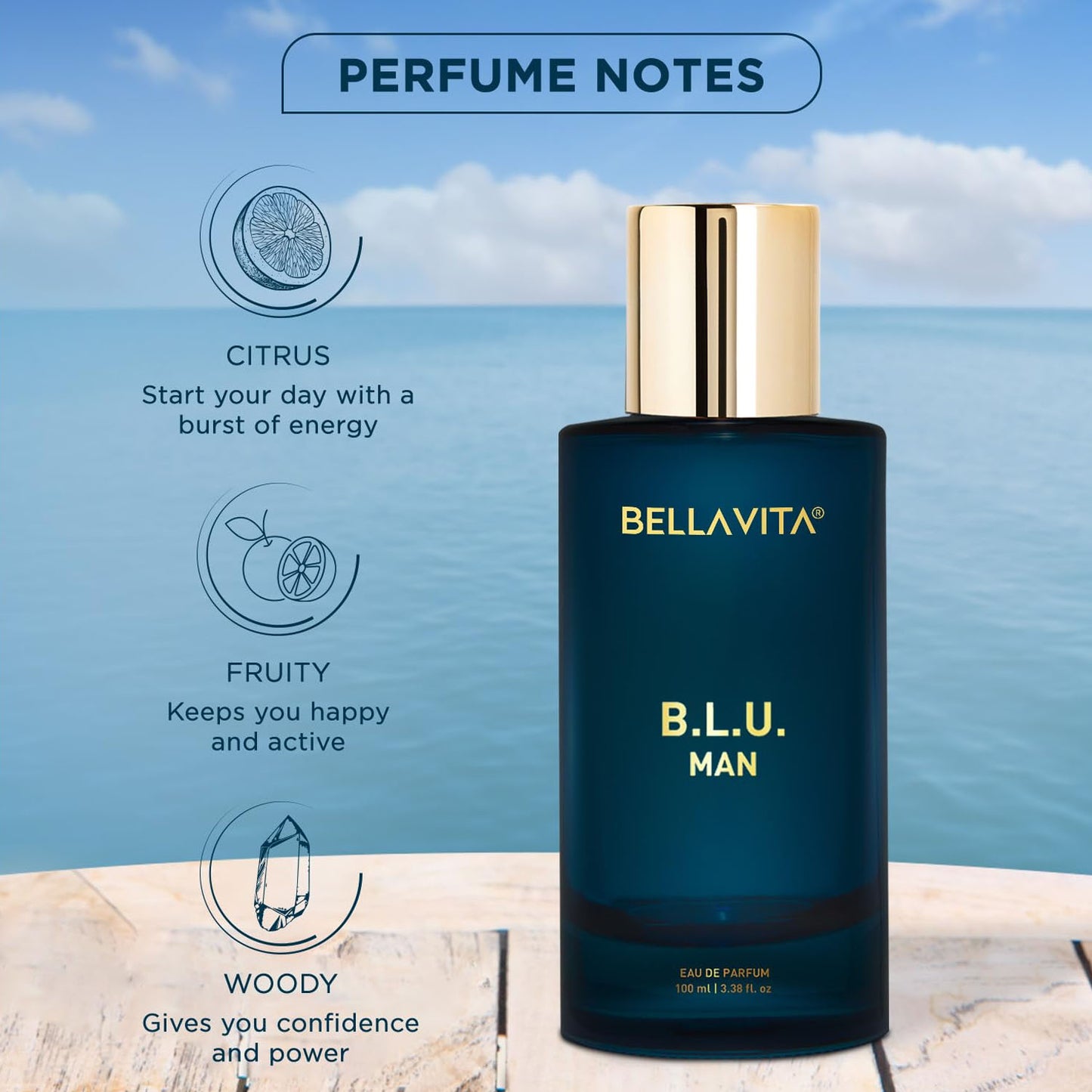 Bellavita Premium B.L.U. Man Eau De Perfume - 100 Ml