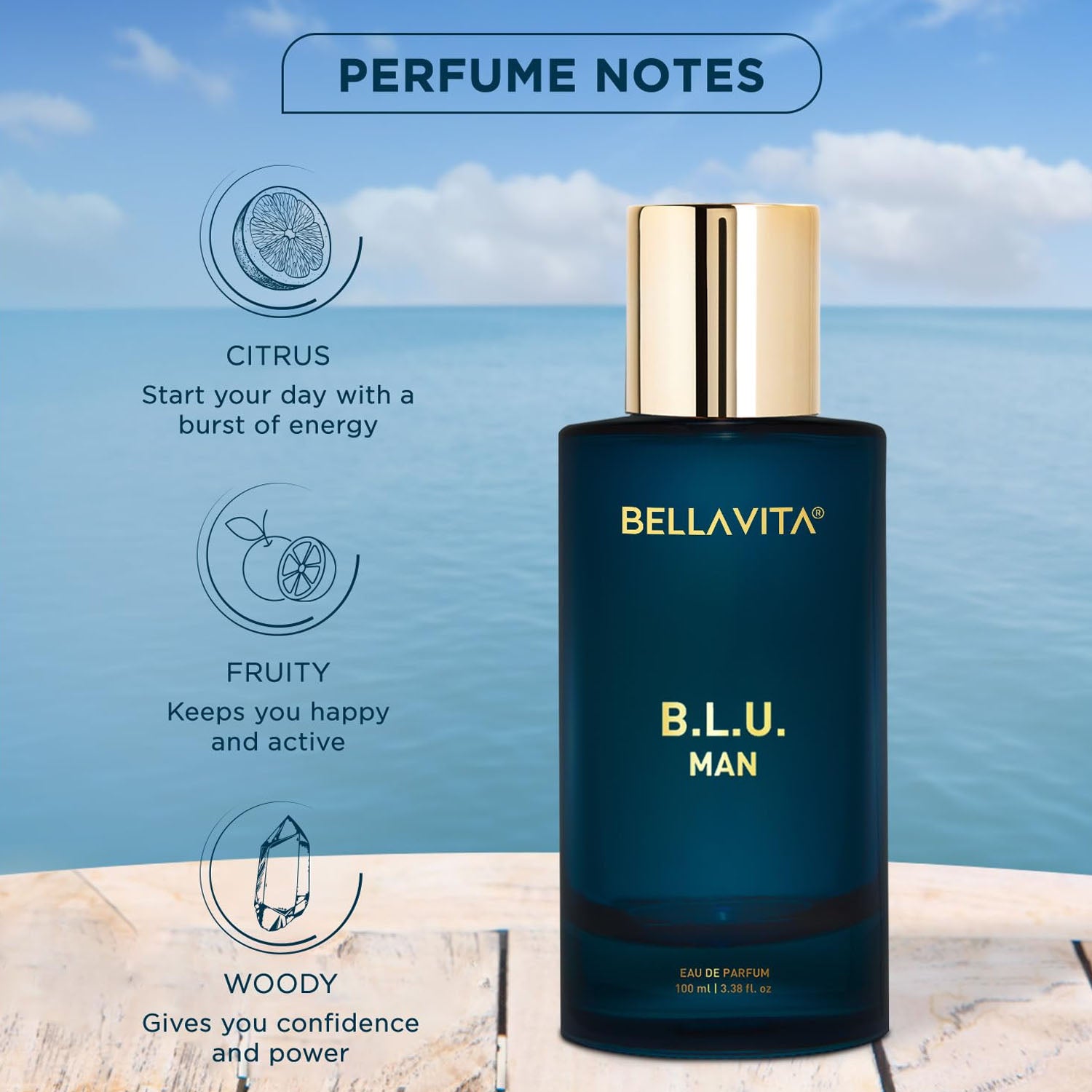 Bellavita Premium B.L.U. Man Eau De Perfume - 100 Ml