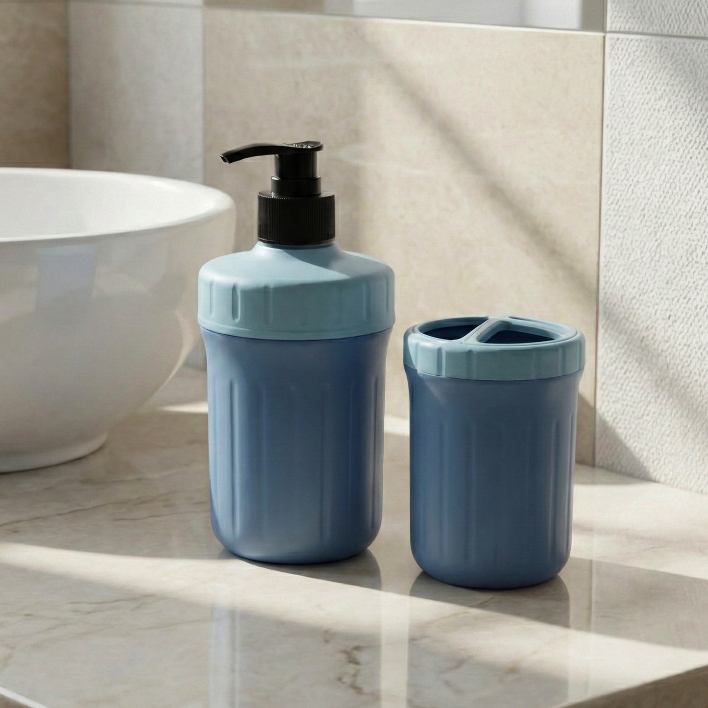 Multipurpose Soap Dispenser with Utility Holder for Kitchen & Bathroom Use – Hand Pump Liquid Dispenser and Storage Holder Set (1 Set)