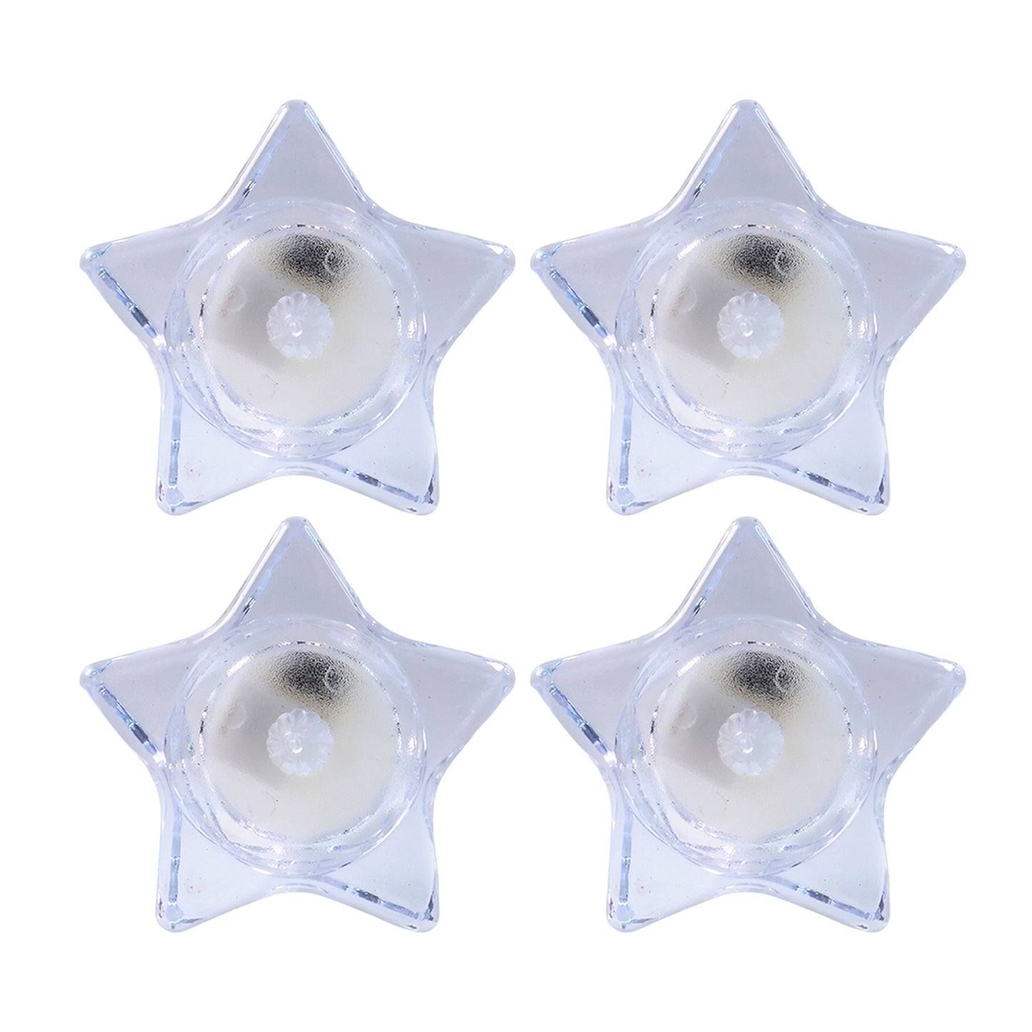 Star Shaped LED Flameless Tealight Candles Set of 4 Battery Operated Decorative Candles for Home Decor Festivals Weddings and Parties