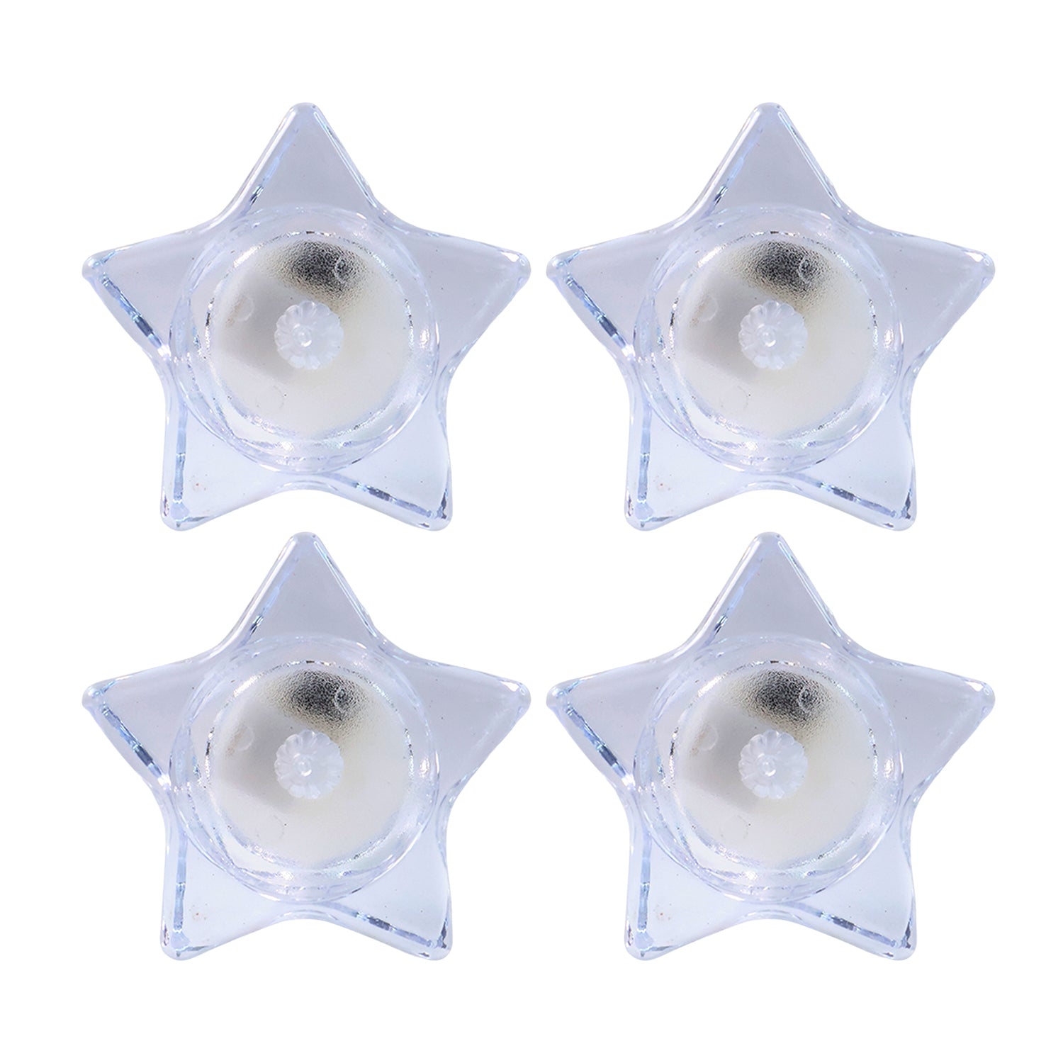 Star Shaped LED Flameless Tealight Candles Set of 4 Battery Operated Decorative Candles for Home Decor Festivals Weddings and Parties
