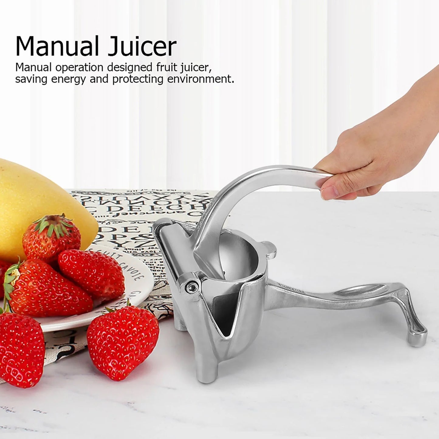 Manual Aluminium Fruit Press Juicer Citrus Lemon Orange Squeezer Hand Press Juicer with Filter Bags and PP Liner Pack of 1