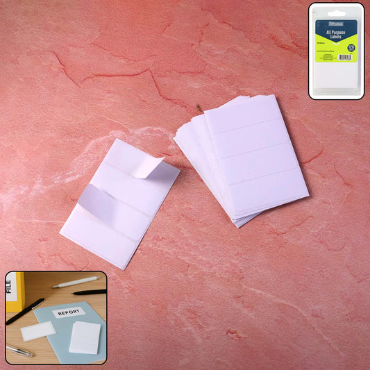 Premium All Purpose Adhesive White Labels – 128 Self Adhesive Stickers (1 x 2.75 Inch) – Writable, Easy Peel, Durable Label Stickers for Home, Office, School and Mailing Organization