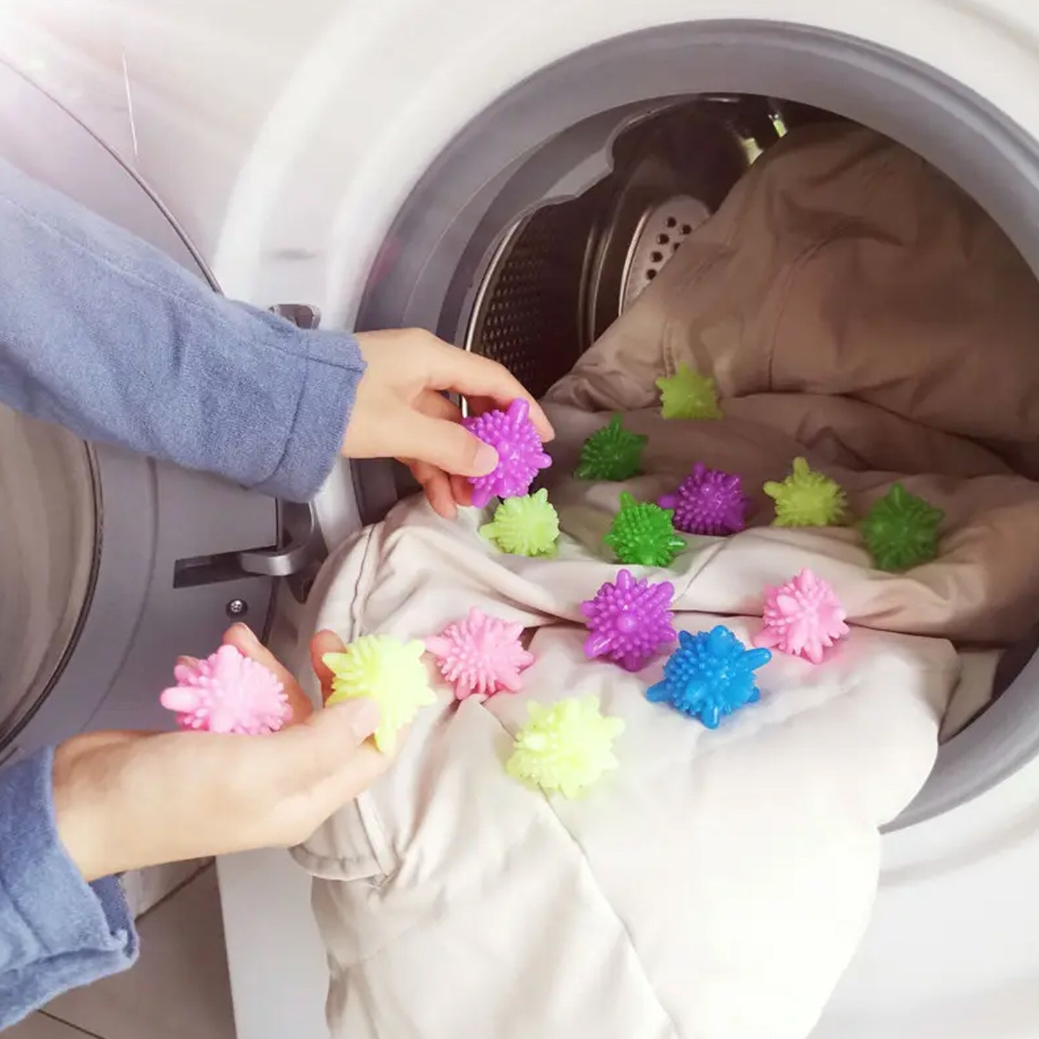 Soft Star Laundry Dryer Balls and Washing Machine Laundry Balls for Fabric Softening, Anti-Tangle Clothes Cleaning (10 Pieces, Multi Color)