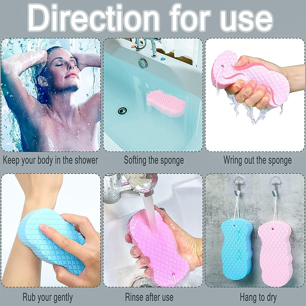 Ultra Soft Exfoliating Sponge Dead Skin Remover Bath Sponge Face and Body Scrubber for Women and Men Sensitive Skin (1 Pc)