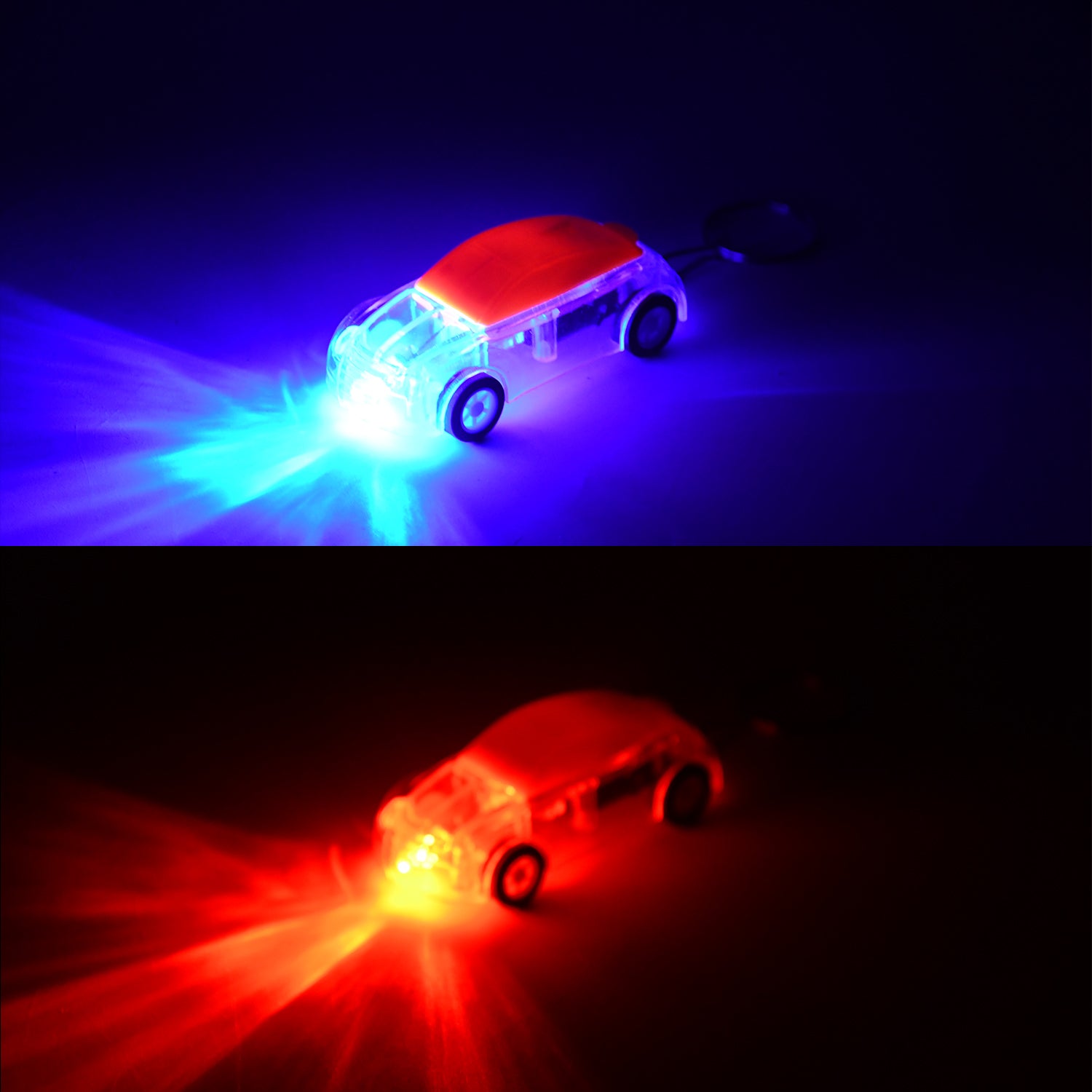 Mini Car Shape LED Keychain Light Flashing Headlights Toy Key Ring for Kids, Bags, Keys and Return Gifts (1 Pc Random Color)