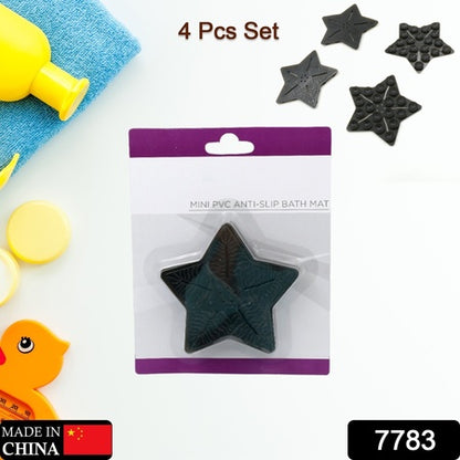 Mini PVC Anti-Slip Baby Bath Mats Star and Leaf Shape Non-Slip Shower Safety Mats for Kids (4 Pc Set)