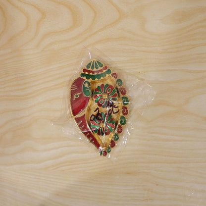 Leaf Shaped Kankavati Kumkum Holder, Decorative Golden Roli Chawal Box with Lidded Containers for Puja, Tilak, Home Temple and Festive Rituals (1 Pc)