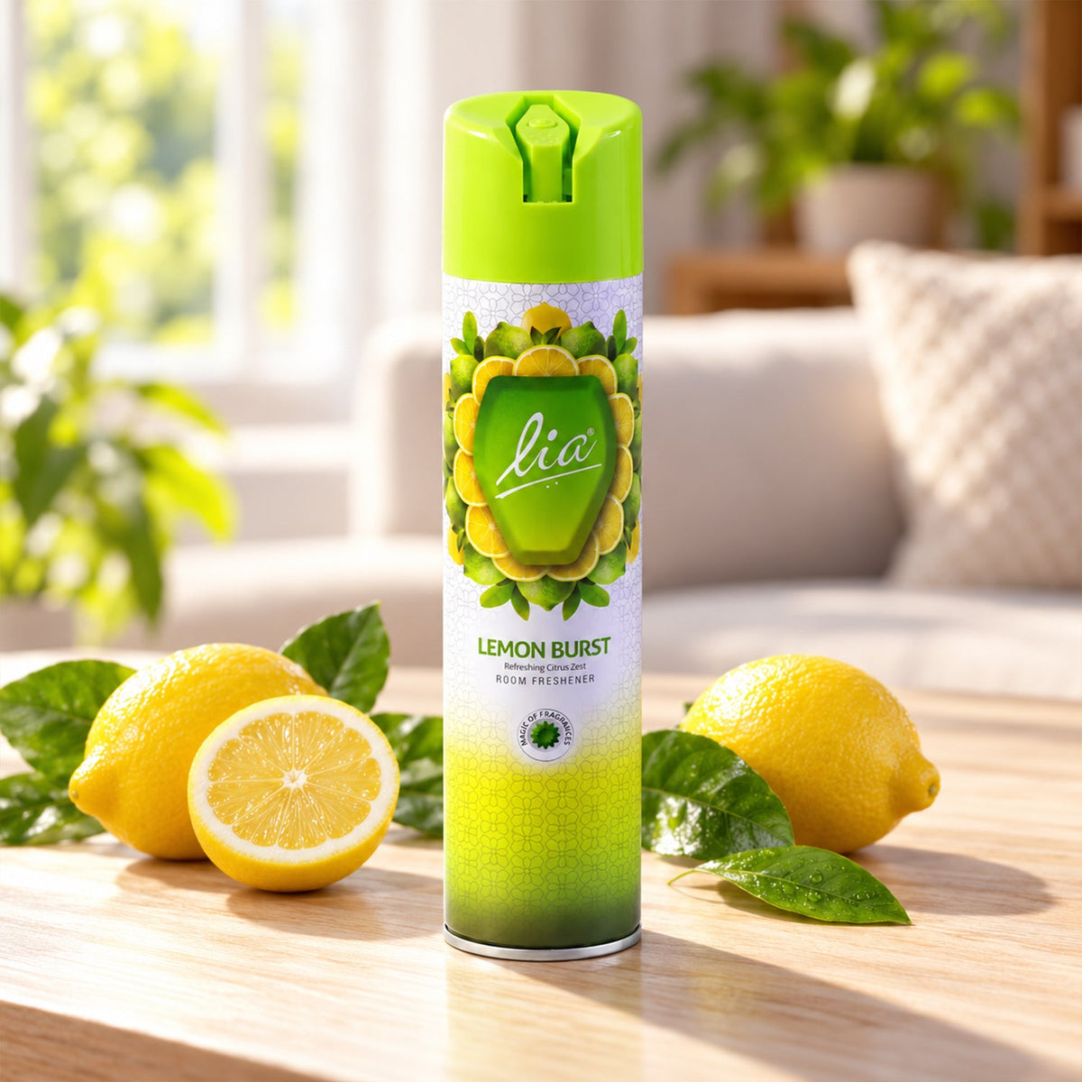 Lemon Burst Room Freshener Spray 224ml | Citrus Fragrance Aerosol Air Freshener for Home, Bedroom, Bathroom and Office