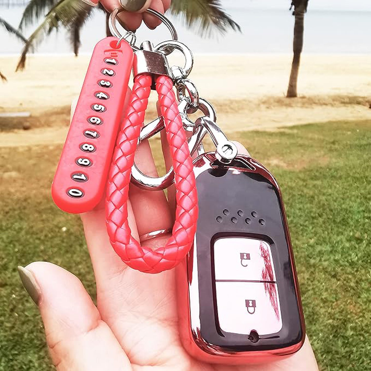 Anti-Lost Keychain with Number Plate for Keys, Bags, Luggage, Wallets & Personal Items | Durable Braided Key Tag for Easy Identification & Loss Prevention (1 Pc)