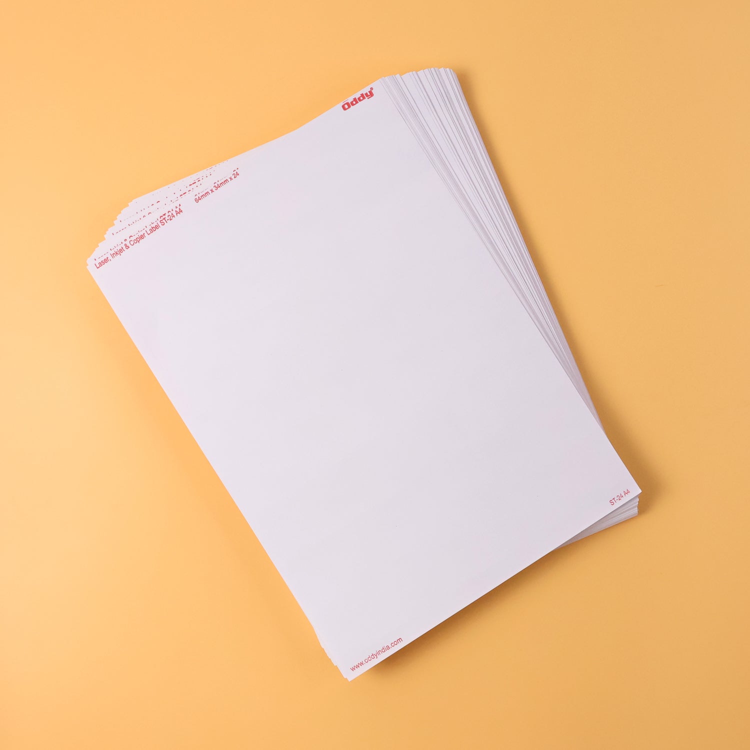 Oddy Self-adhesive Labels - A4 Sheets 24-up Per Sheet (100 Sheets 2400 Labels)
