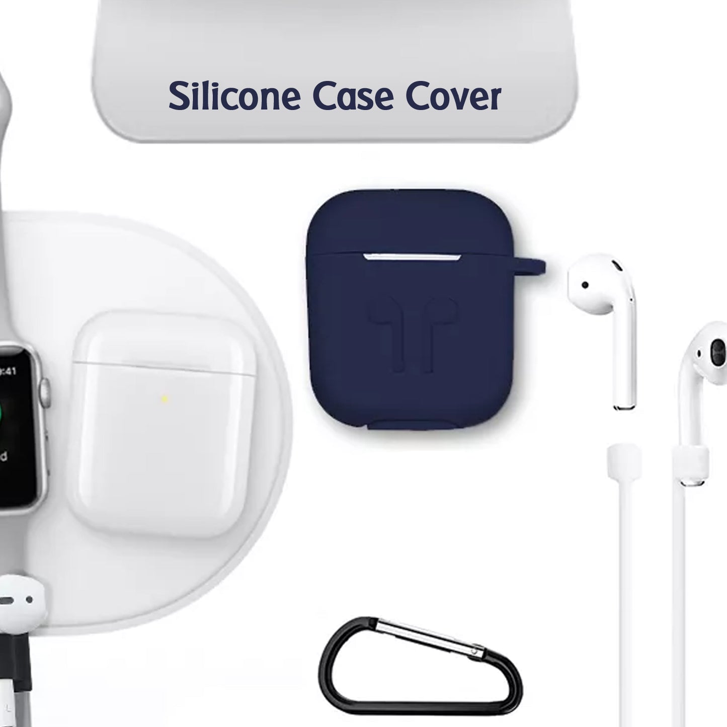 Silicone Shockproof Protection Wireless Headphones Carrying Box Cover with Metal Keychain – Protective Anti-Slip Earbuds Case Cover for Bluetooth Headphones Charging Case (1 Pc)
